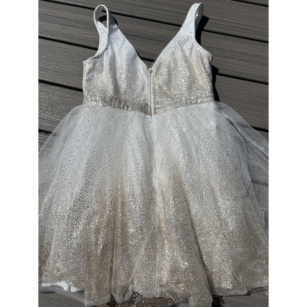 Lulus Ballerina Dream Cream & Gold Skater Mini Dress Sz M Formal Homecoming Prom - Picture 7 of 7